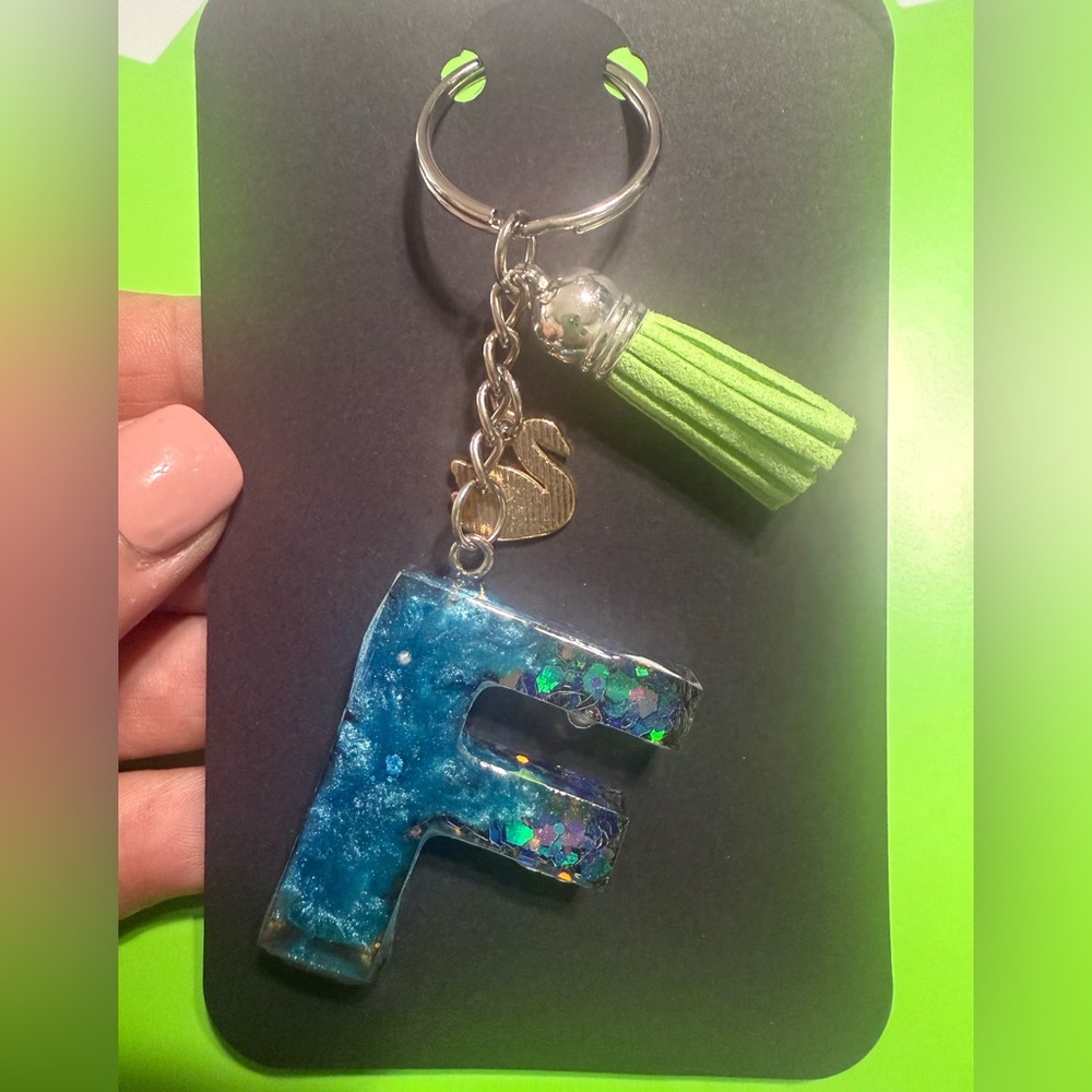 Resin keychain letter F